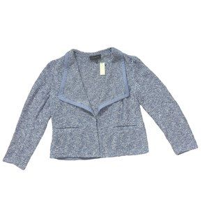 NWT Talbots Open Tweed Short Jacket Blue and White Size M